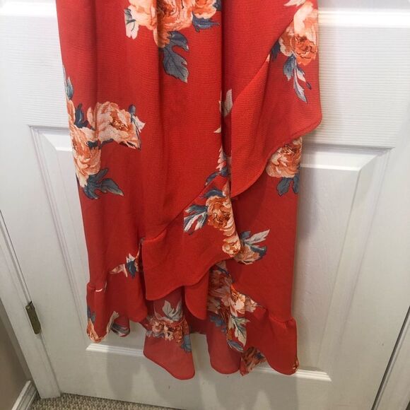 Mimi Chica orange floral off the shoulder maxi dress, size medium - Picture 2 of 14